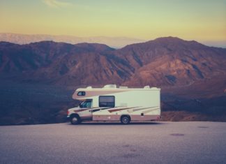 Retro RV Camper In The Desert